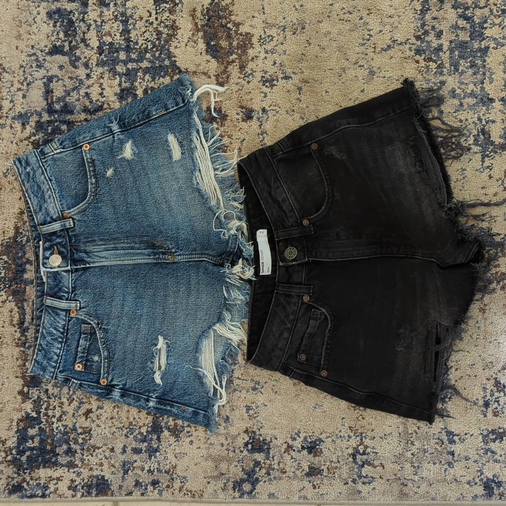 Garage Blue and Black Jean Shorts